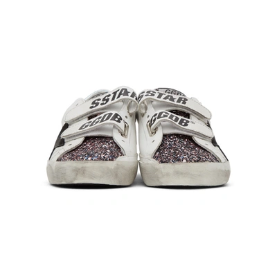 Shop Golden Goose White Glitter Old School Sneakers