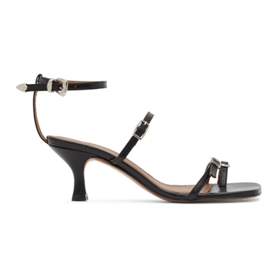 Shop Abra Black Buckle Heeled Sandals