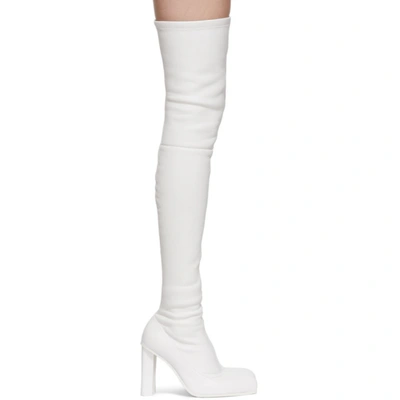 Shop Alexander Mcqueen White Over-the-knee Peak Boots In 9268 Ivory