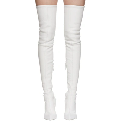 Shop Alexander Mcqueen White Over-the-knee Peak Boots In 9268 Ivory