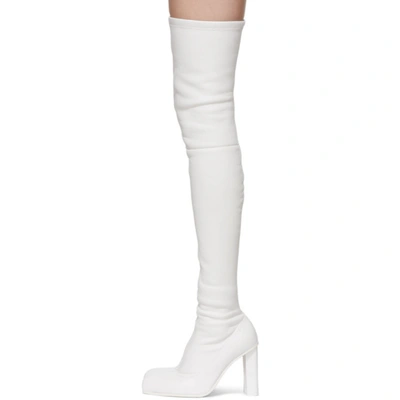 Shop Alexander Mcqueen White Over-the-knee Peak Boots In 9268 Ivory