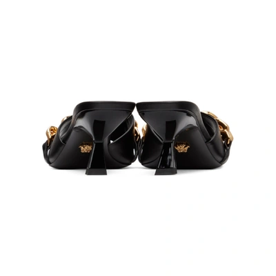 Shop Versace Black Chain Mid-heel Mule Sandals In Kvo41 Black