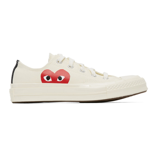 Comme Des Garçons Play Comme Des Garcons Play Off-white Converse Edition  Half Heart Chuck Taylor All-star 70 Sneakers In White Canvas | ModeSens
