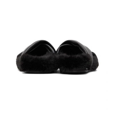 Shop Simone Rocha Black Faux Fur Flat Sandals In Black/black