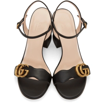 Shop Gucci Black Gg Marmont Heeled Sandals In 1000 Black
