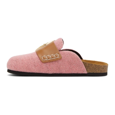 Shop Jw Anderson Pink Felt Buckle Loafers In 321 Rosa