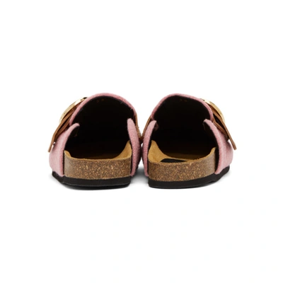 Shop Jw Anderson Pink Felt Buckle Loafers In 321 Rosa