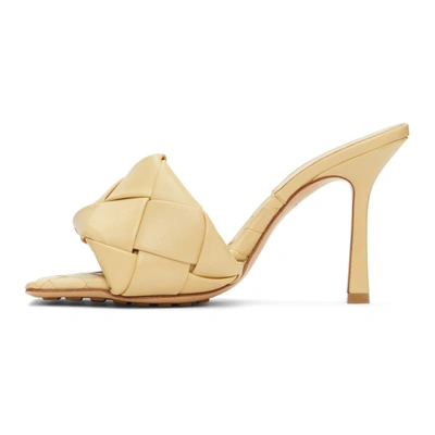 Shop Bottega Veneta Beige Intrecciato ‘the Lido' Heeled Sandals In 2624 Cane Sugar