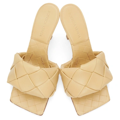 Shop Bottega Veneta Beige Intrecciato ‘the Lido' Heeled Sandals In 2624 Cane Sugar