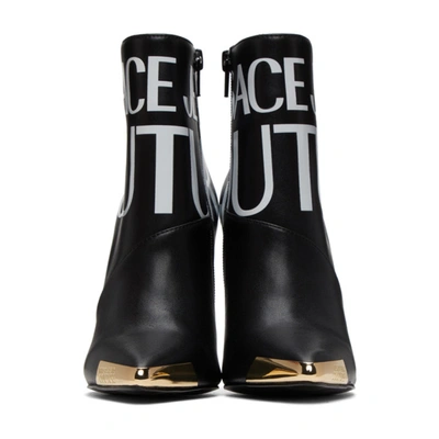 Shop Versace Jeans Couture Black Logo Ankle Boots In 899 Black