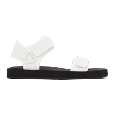 Shop The Row White Hook-and-loop Sandals In Eggshell