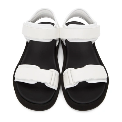 The Row Hook And Loop Leather And Neoprene Sandals In Eggshell