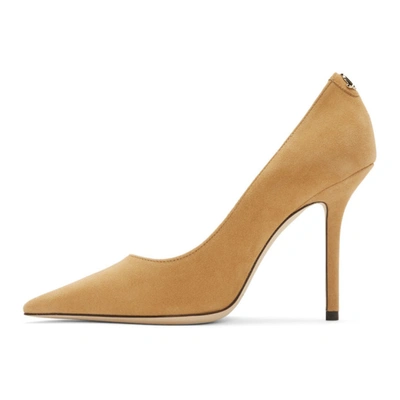 Shop Jimmy Choo Tan Suede Love 100 Heels In Butter Rum