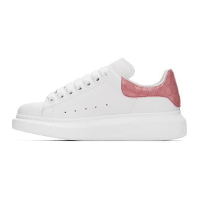 Shop Alexander Mcqueen White & Pink Croc Oversized Sneakers In 9137 Wh/blo