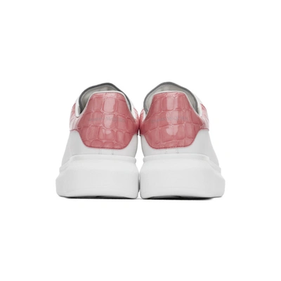 Shop Alexander Mcqueen White & Pink Croc Oversized Sneakers In 9137 Wh/blo
