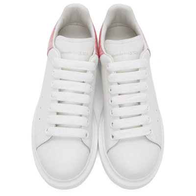 Shop Alexander Mcqueen White & Pink Croc Oversized Sneakers In 9137 Wh/blo