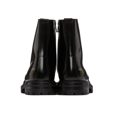 Shop Common Projects Black Lug Sole Combat Boots In 7547 Black
