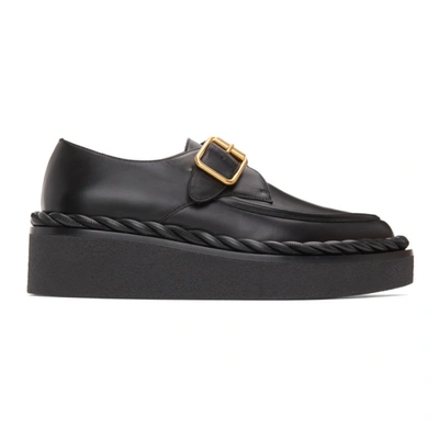 Shop Valentino Black  Garavani Rope Platform Monkstraps In 0no Nero/ne