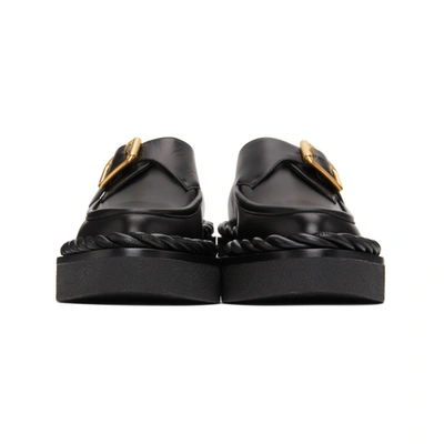 Shop Valentino Black  Garavani Rope Platform Monkstraps In 0no Nero/ne