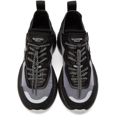 Shop Valentino Black And Grey  Garavani Vlogo Sneakers In G46 Deep Gr