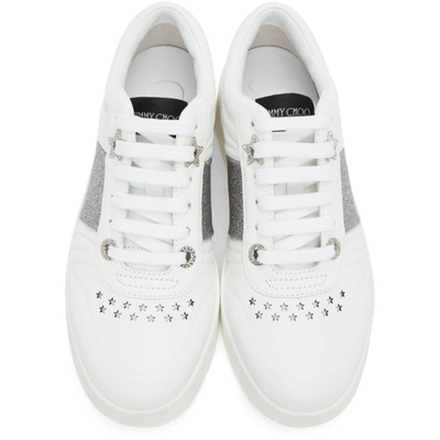 Shop Jimmy Choo White And Silver Hawaii Sneakers In X White/sil