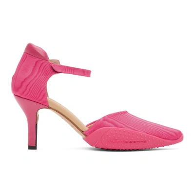 Shop Marine Serre Pink Moire Pointed-toe Pumps In 7 Fuchsia