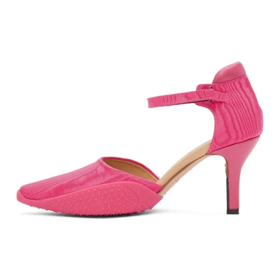 Shop Marine Serre Pink Moire Pointed-toe Pumps In 7 Fuchsia