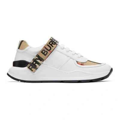 Shop Burberry Beige Check Ronnie Sneakers In Archive Bei
