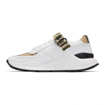 Shop Burberry Beige Check Ronnie Sneakers In Archive Bei