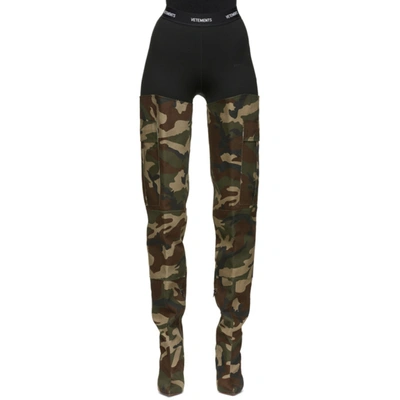 VETEMENTS 绿色 CARGO WADER 迷彩高筒靴