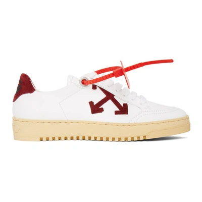 Shop Off-white White & Burgundy 2.0 Sneakers In White/brown
