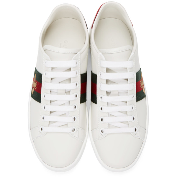 gucci white bee ace sneakers