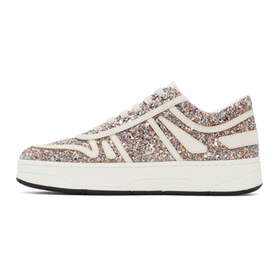 Shop Jimmy Choo Multicolor Leather Glitter Hawaii Sneakers In Mochi/latte