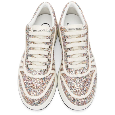 Shop Jimmy Choo Multicolor Leather Glitter Hawaii Sneakers In Mochi/latte