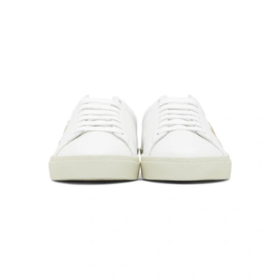 Shop Saint Laurent White & Gold Court Classic Sneakers In 9088 Wt/gol