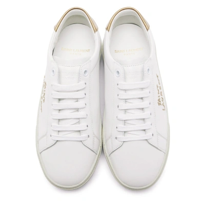 Shop Saint Laurent White & Gold Court Classic Sneakers In 9088 Wt/gol