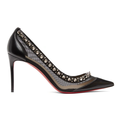 Christian Louboutin Black & Silver Galativi Spikes 85 Heels Black/silver