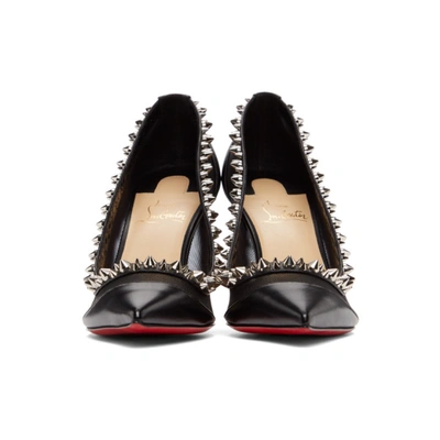 Shop Christian Louboutin Black & Silver Galativi Spikes 85 Heels In Bk65 Blk/si