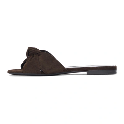 Shop Saint Laurent Brown Suede Bianca Flat Sandals In 2114 Coffe