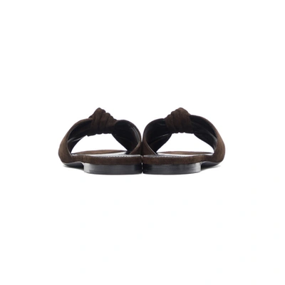 Shop Saint Laurent Brown Suede Bianca Flat Sandals In 2114 Coffe