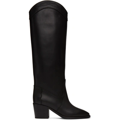 Shop Saint Laurent Black Tall Western Kate Boots In 1000 Black