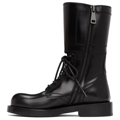 Shop Dolce & Gabbana Black Patent Combat Boots In 80999 Black