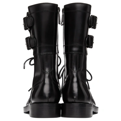 Shop Dolce & Gabbana Black Patent Combat Boots In 80999 Black