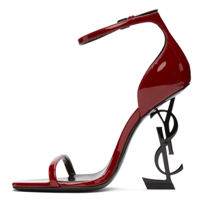 Shop Saint Laurent Red Patent Opyum 110 Sandals In 6750 Hotred
