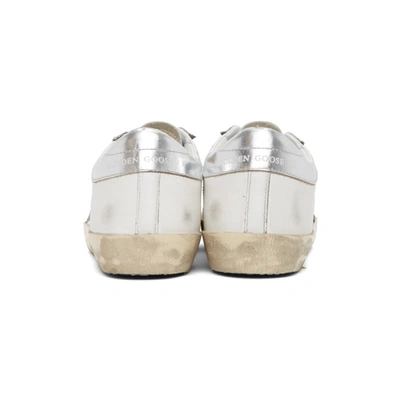 Shop Golden Goose White And Silver Superstar Sneakers