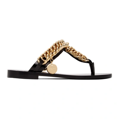 Shop Givenchy Black Chain Thong Sandals In 001 Black