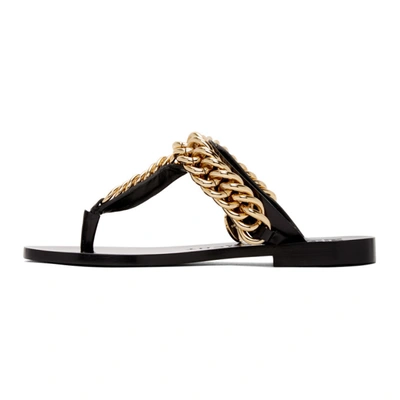 Shop Givenchy Black Chain Thong Sandals In 001 Black