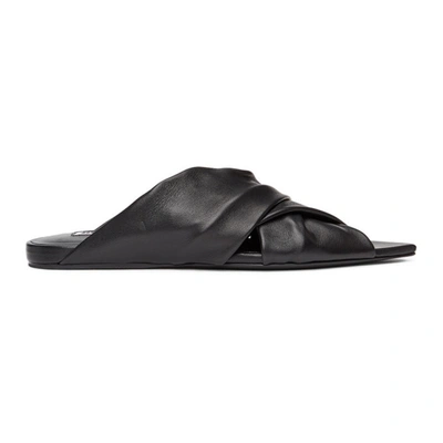Shop Jil Sander Black Wrapped Flat Sandals In 001 Black