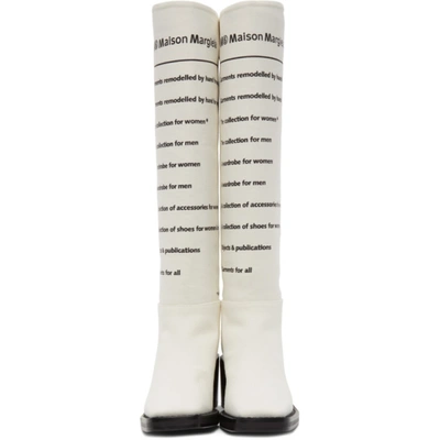 Shop Mm6 Maison Margiela White Logo Print Tall Boots In H1527 White
