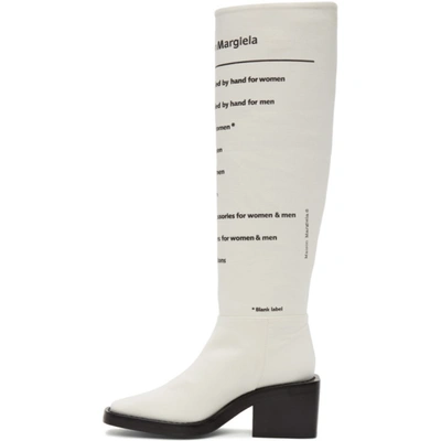 Shop Mm6 Maison Margiela White Logo Print Tall Boots In H1527 White